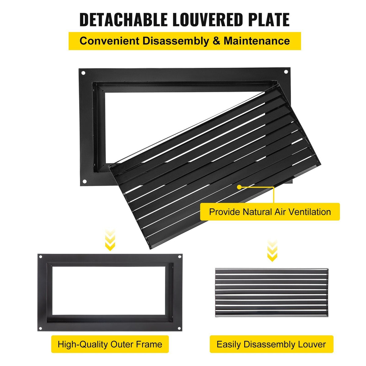 Crawl Space Flood Vent, 12" Height x 20" Width Foundation Flood Vent, to Reduce Foundation Damage and Flood Risk, Black, Wall Mounted Flood Vent,for Crawl Spaces,Garages & Full Height Enclosures
