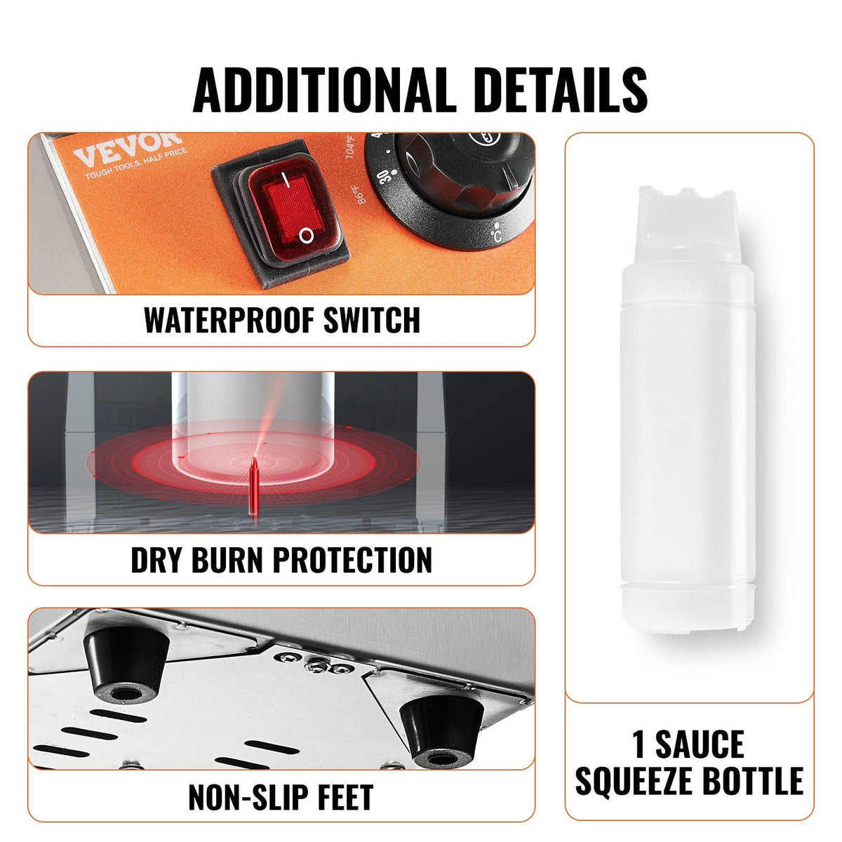 Electric Bottle Warmer with Bottle, 0.57 Qt Commercial Cheese Dispenser, Hot Fudge Warmer 86-185°F Temp Adjustable, Plastic Bottle Nacho Cheese Sauce Warmer for Hot Fudge Cheese Caramel, Square