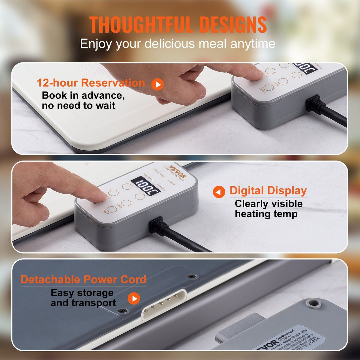 Electric Warming Tray, 18.9" x 10.2" Portable Cold Rolled Sheet Heating Tray with Temperature Control (35-100°C), Perfect for Catering, House, Parties, Events, Entertaining and Holiday, White