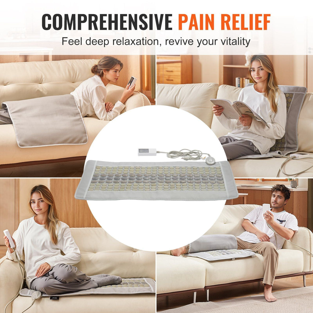 Far Infrared Heating Pad 132 Natural Jade 54 Tourmaline Stone Heating Pad