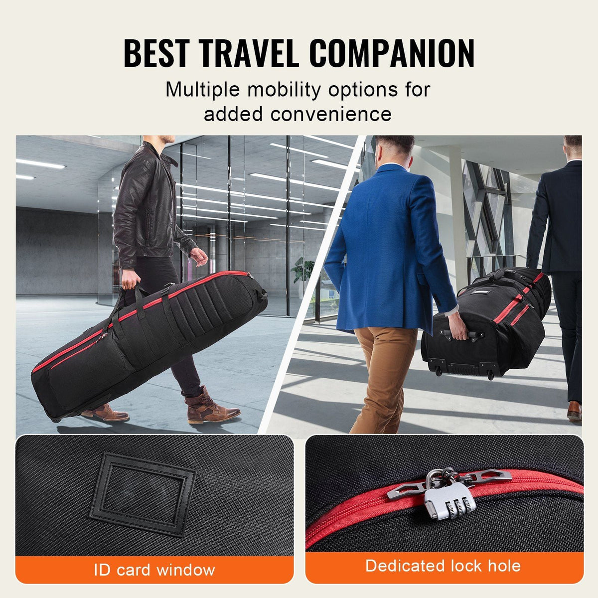 Golf Club Travel Bag Golf Luggage Case Cover with Wheels 1800D Oxford