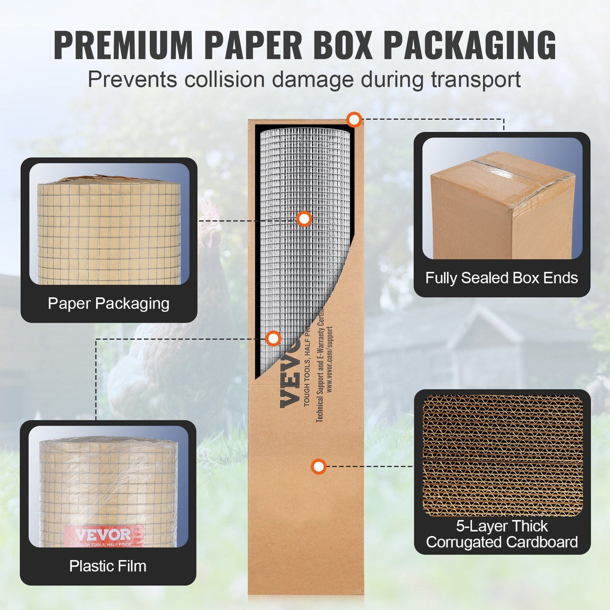 Hardware Cloth, 1/2 inch 36in x 50 ft 19 Gauge, Hot Dipped Galvanized Wire Mesh Roll, Chicken Wire Fencing, Wire Mesh for Rabbit Cages, Garden, Small Rodents