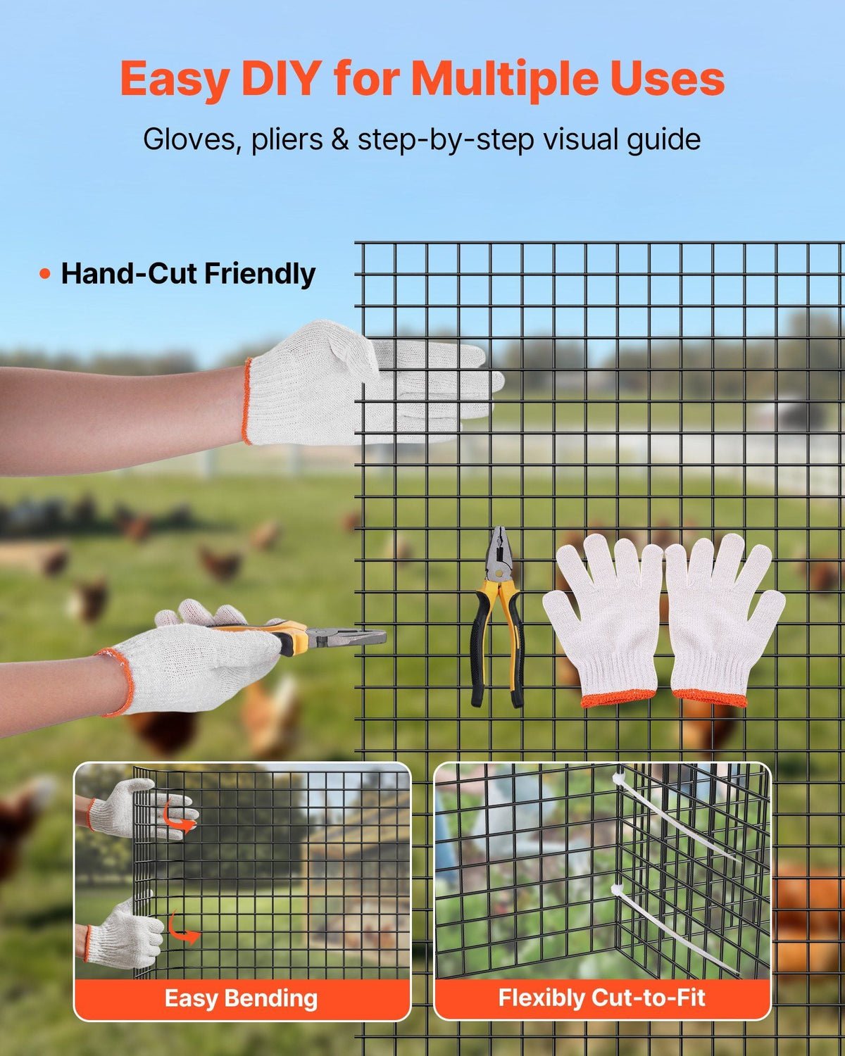 Hardware Cloth 24 in x 50 ft, 1/2 in 19 Gauge Galvanized Wire Mesh Roll, Weather-Resistant Vinyl Coated Chicken Wire Fencing, Heavy Duty Welded Garden Plant Fencing for Rabbit Cage Snake Fence