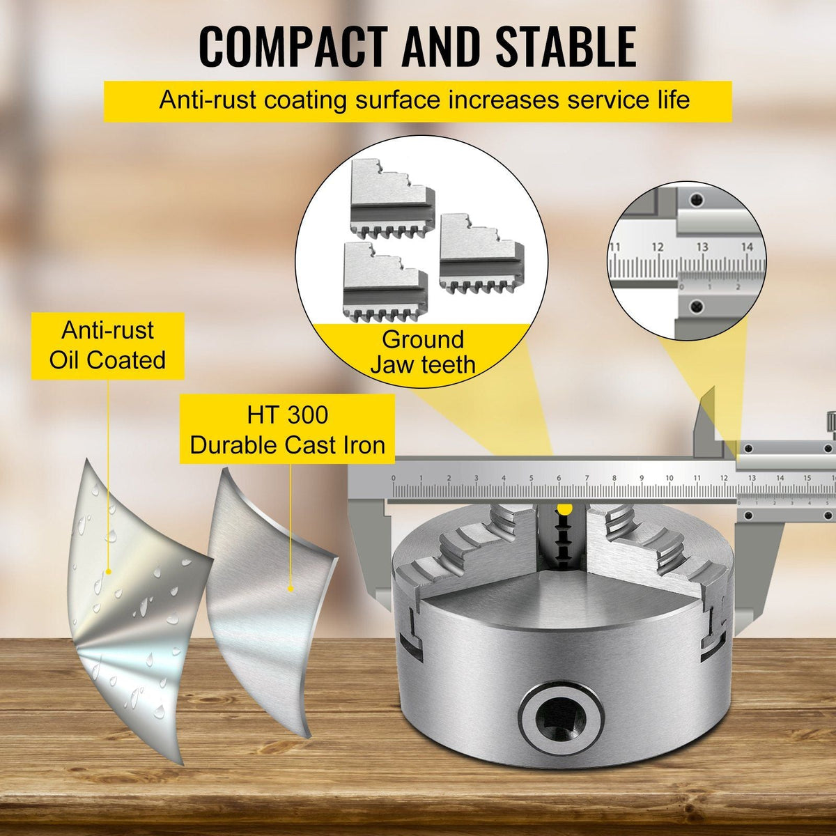 K11-125 Lathe Chuck 5", Metal Lathe Chuck Self-centering 3 Jaw, Lathe Chuck With Two Sets Of Jaws, for Grinding Machines Milling Machines