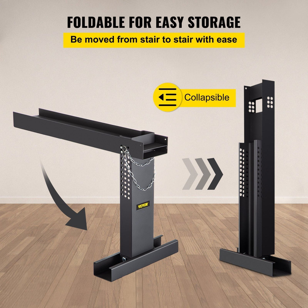 Ladder Extender 20x4.7-Inch, Extension Ladder 10.5-16.7-Inch Adjustable Height Range, Ladder Leveling Tool, Stair Ladder Extension with Chain Pins in Steel for Stairs, in Black Powder Coated