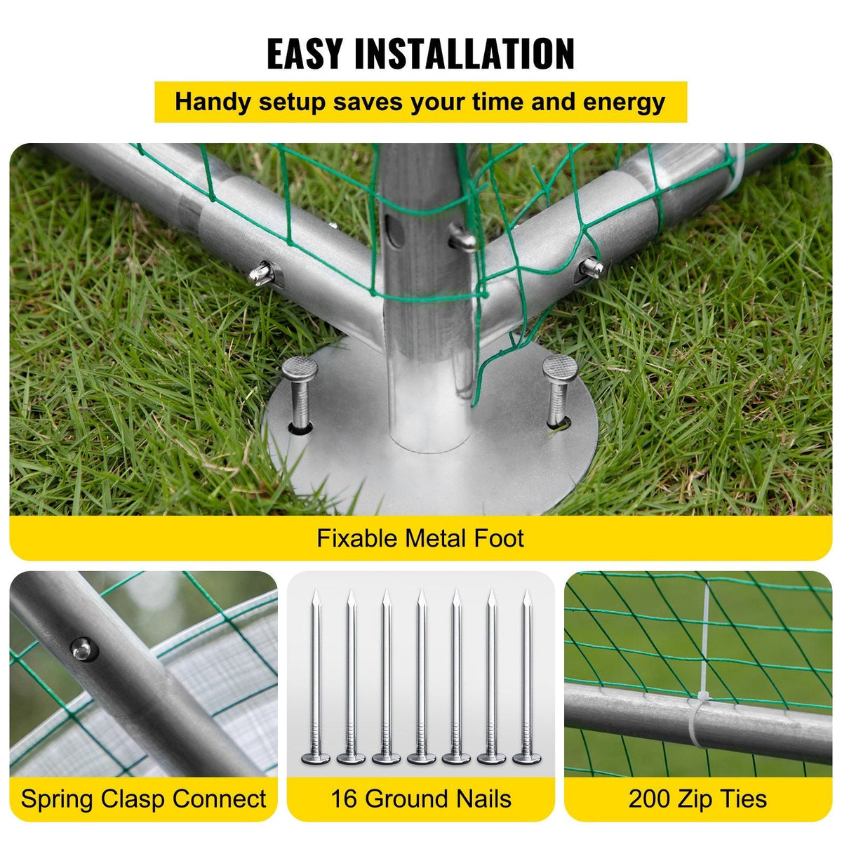 Large Metal Chicken Coop with Run, Walkin Chicken Run for Yard with Waterproof Cover, Outdoor Poultry Cage Hen House, 6.5x9.8x6.5ft Large Space for Duck Coops and Rabbit Runs, Silver
