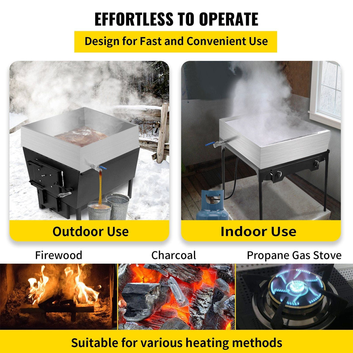 Maple Syrup Evaporator Pan 24x24x7 Inch Stainless Steel Maple Syrup Boiling Pan for Boiling Maple Syrup