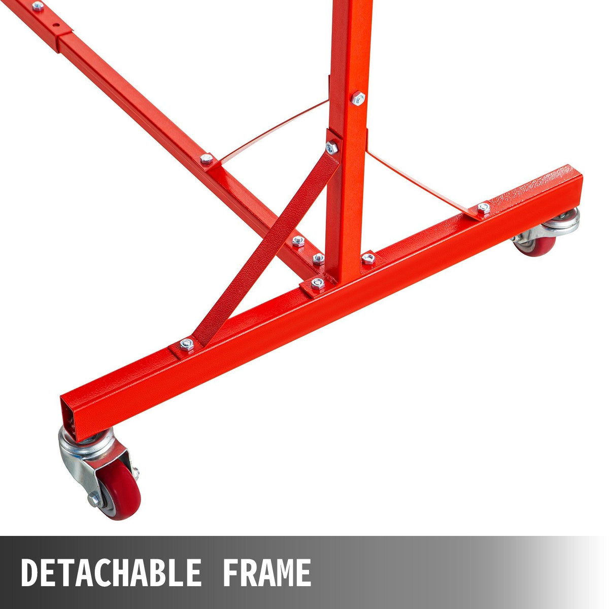Painting Rack 5ft-7ft Adjustable Height, Automotive Paint Stand 8 Hooks, Auto Body Stand for Hoods Doors, Painting Drying Rack w/ 4 Swiveling Wheels, Paint Rack Stand, Automotive Tool, Red