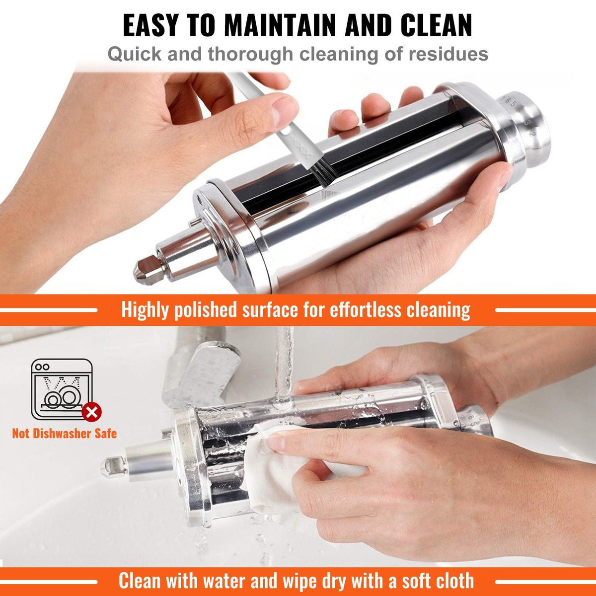 Pasta Attachment for KitchenAid Stand Mixer, Stainless Steel Pasta Sheet Roller Attachment, Pasta Maker Machine Accessory with 8 Adjustable Thickness Knob, KitchenAid Pasta Attachment by