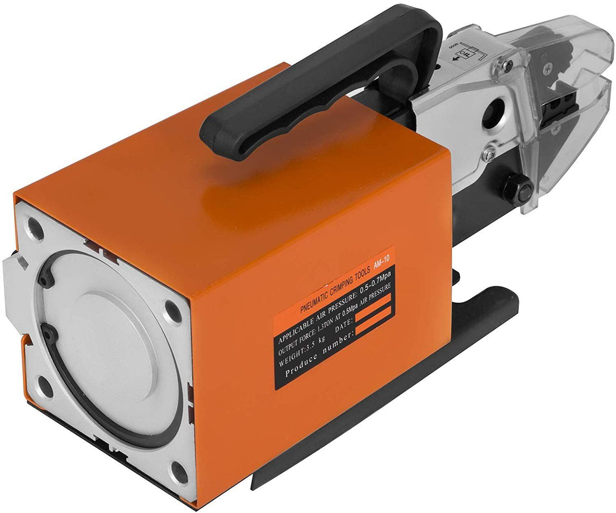 Pneumatic Crimping Tool Am-10, Air Powered Wire Terminal Crimping Machine Crimping Up To 16mm2, Pneumatic Crimper Plier Machine with 15 Sets Of Dies for Many Kinds of Terminals