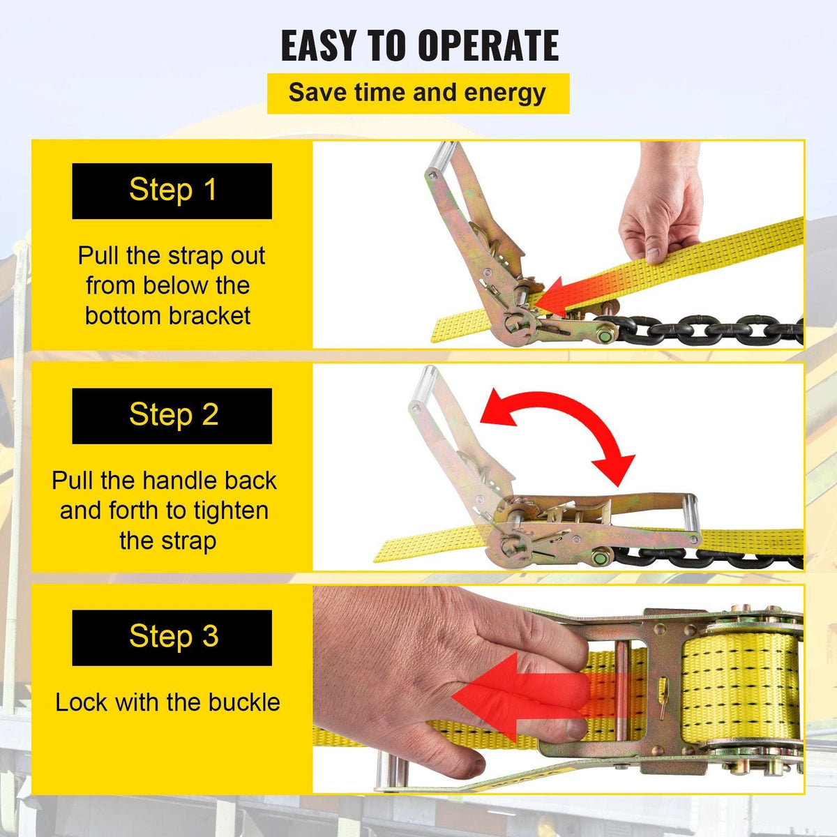 Ratchet Tie Down Straps, 2'' x 9.8' Heavy Duty Ratchet Straps with 11.8" Chain Anchors, 4000 lbs Working Load, 4 Pack Tie Down Set for Moving Motorcycle, Cargo & Daily Use