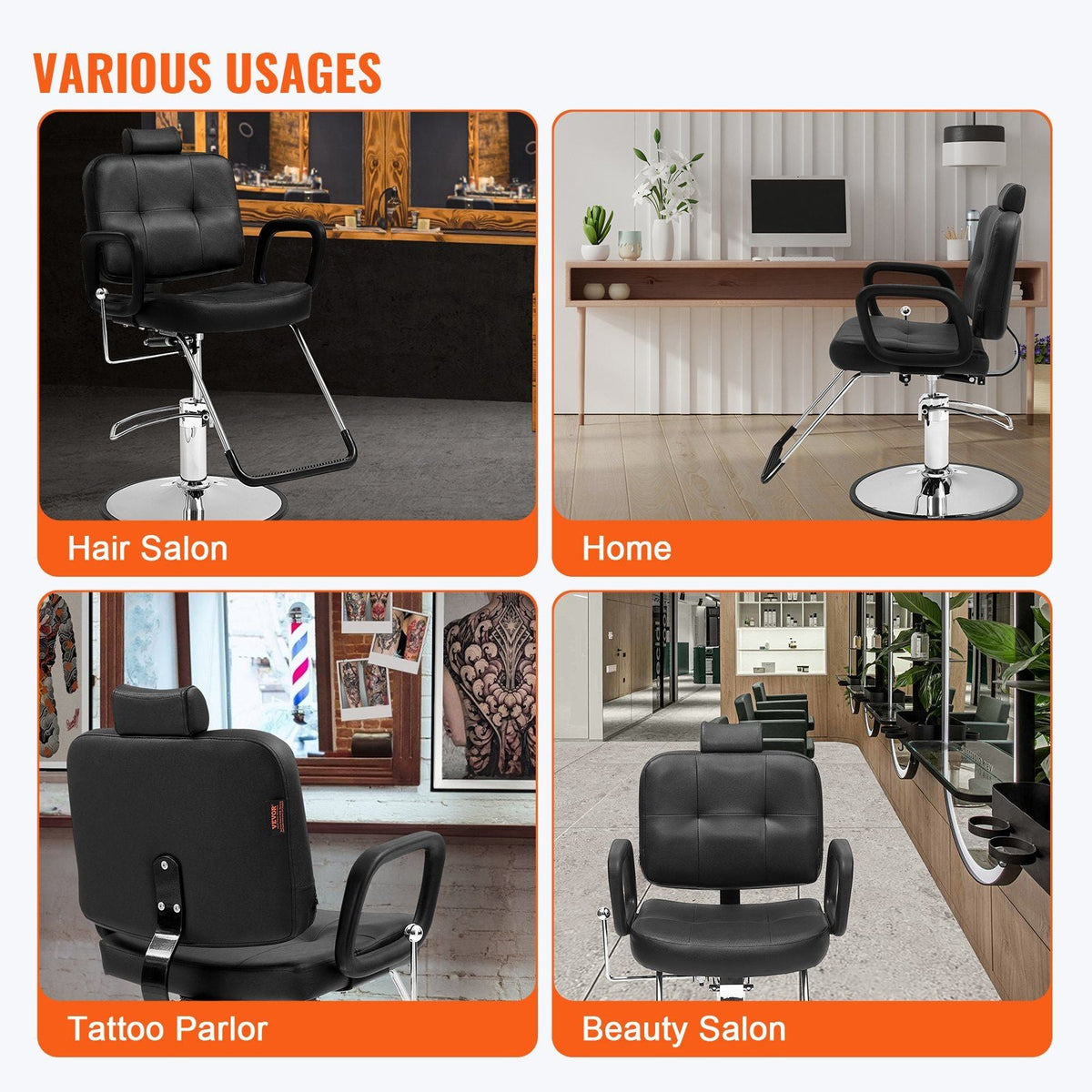 Salon Chair, Hydraulic Recliner Barber Chair for Hair Stylist, 360 Degrees Swivel 90°-125° Reclining Salon Chair for Beauty Spa Shampoo, Max Load Weight 330 lbs, Black
