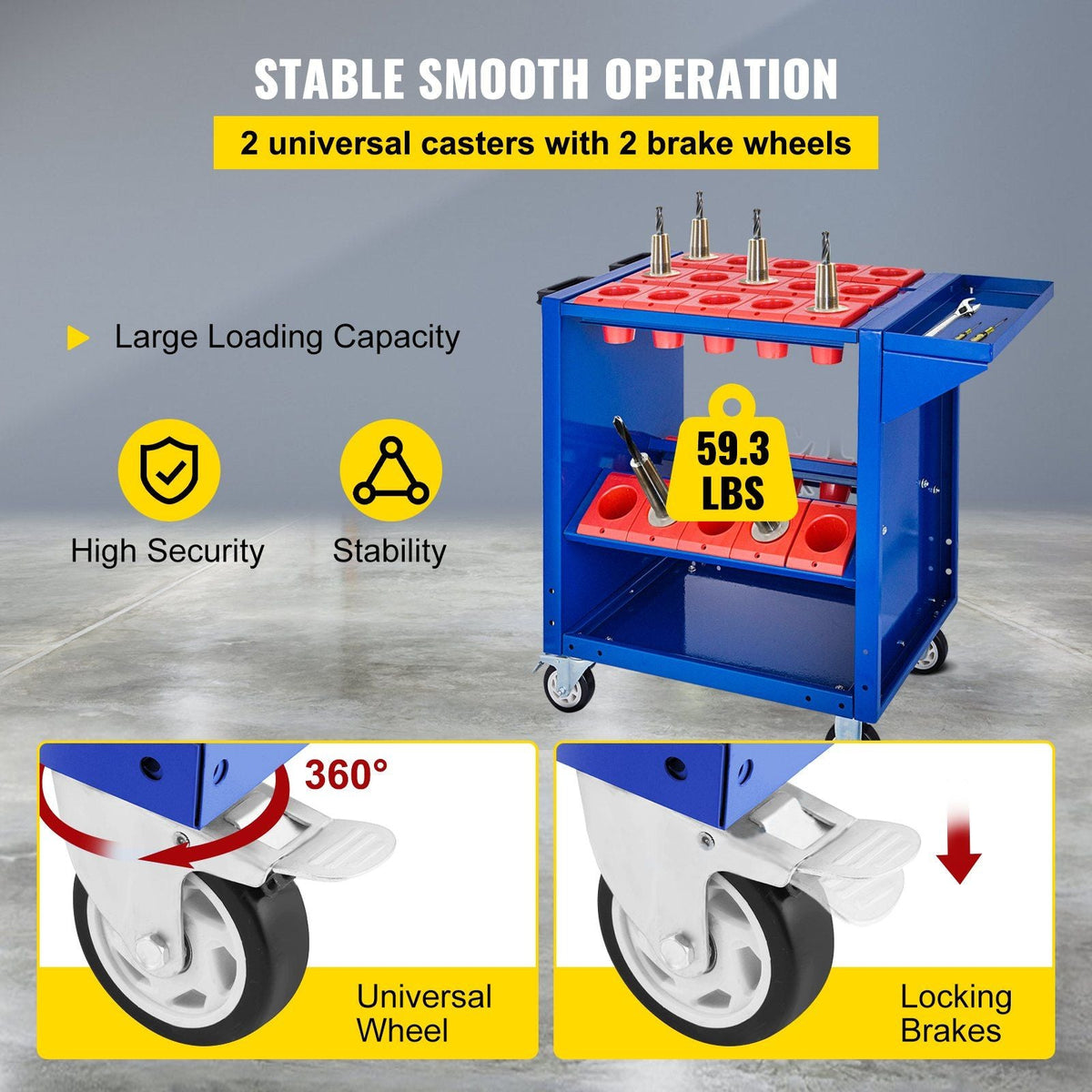 Tool Cart 40 Taper Tool Holder CNC Tool Cart 35 Capacity CAT40 BT40 Service Carts with Wheels Heavy Duty (BT40 35 Capacity)