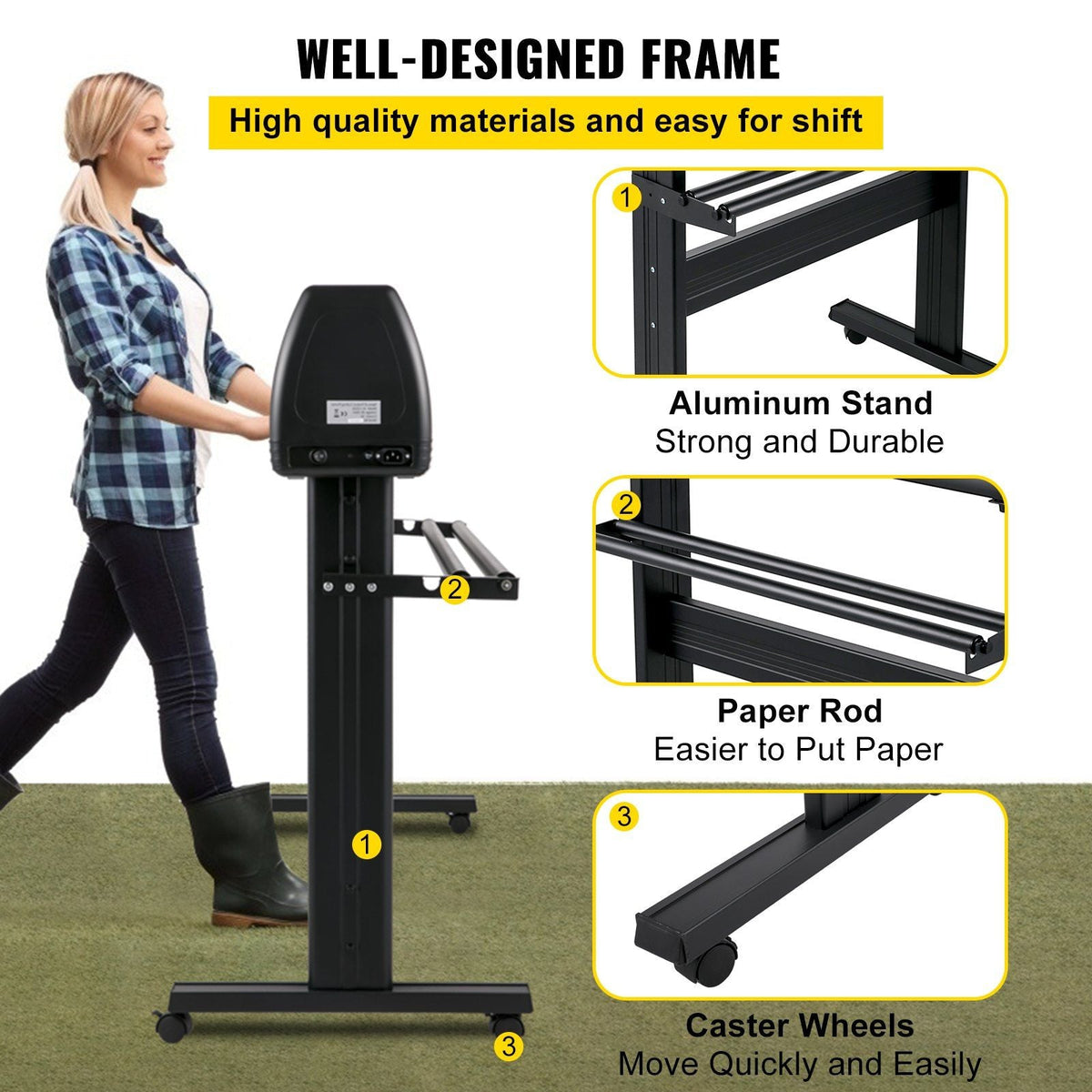 Vinyl Cutter Machine, 53in / 1350mm, LED Plotter Printer, Precise Manual Positioning, Softwares Support MAC and Windows Systems, Adjustable Force and Speed, Floor Stand for Making Sign Label