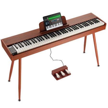 Weighted Digital Piano, 88 Key Fully Weighted Keys, Electric Piano Dual Keyboard & Speakers Four Legged Piano Stand with Headphone 200 Tones & Rhythms, Support Bluetooth/USB/MIDI, for Beginners