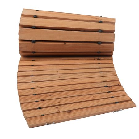 Wooden Garden Pathway, 8 ft x 17 in, Non-Slip Curved Garden Walkway, Roll Out Cedar Outdoor Walkway Path with Wire Rope Connection, Decorative Lawn Paver for Backyard Boardwalk Wedding Party