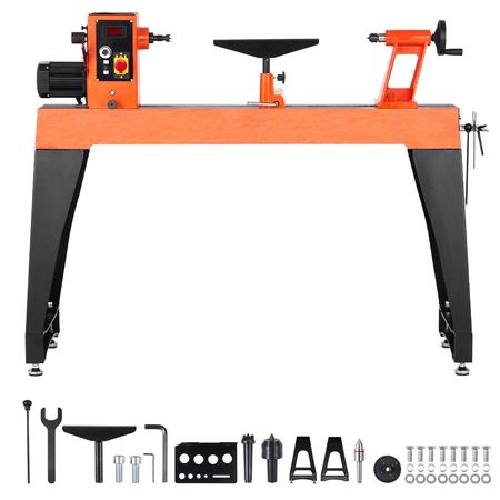 Woodworking Lathe, 2 HP, Wood Lathe Machine with 0 to 3200 RPM Variable Speed, 18 x 40 in Workbench, Brushless DC Motor, Cast Iron Body, Tool Rest, for Medium to Large Projects Woodworking