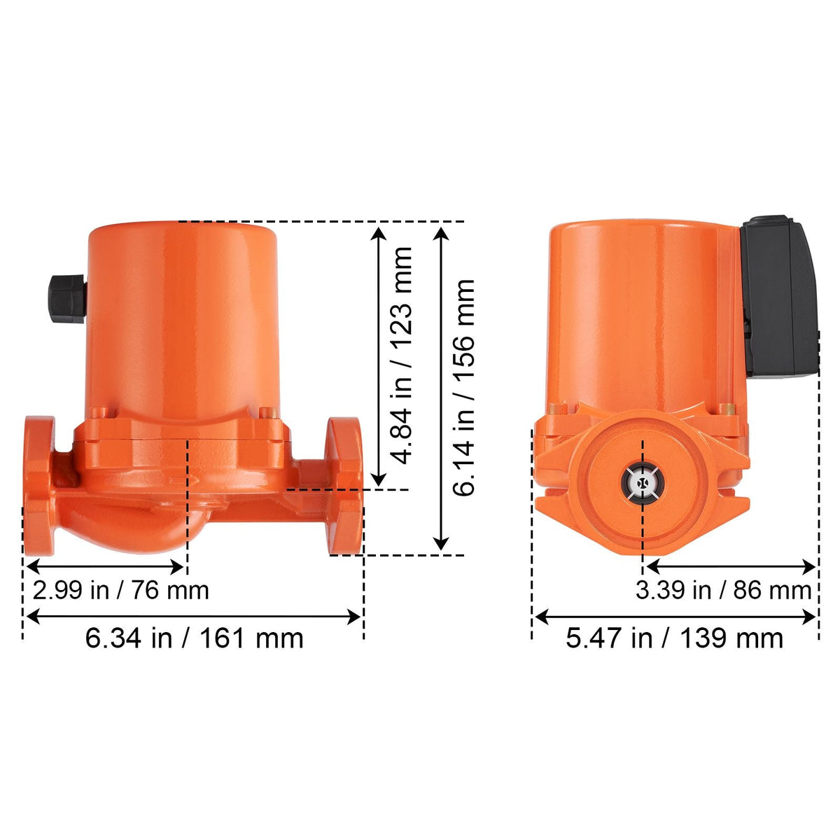 009-BF5-J Hot Water Recirculating Pump, 110V, 180W 10 GPM Hot Water Circulation Pump, 3/4" NPT Flange 3-Speed Circulator Pump, Quiet Operation Circulator Pump for Home Water Heater System