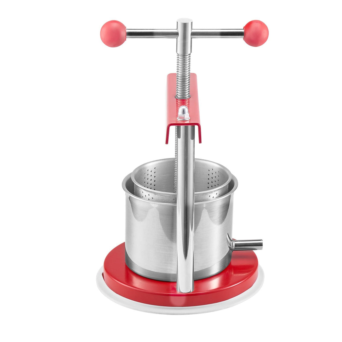 0.44 Gal/1.65L Fruit Wine Press, 2 Stainless Steel Barrels, Manual Juice Maker, Cider Apple Grape Tincture Honey Olive Oil Making Press with T-Handle for Outdoor Kitchen Home