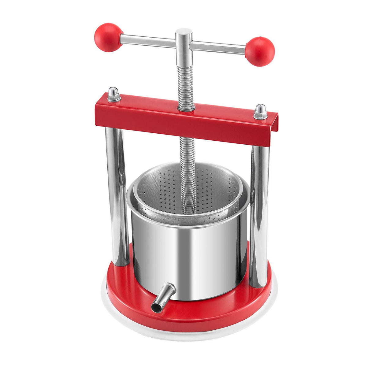 0.44 Gal/1.65L Fruit Wine Press, 2 Stainless Steel Barrels, Manual Juice Maker, Cider Apple Grape Tincture Honey Olive Oil Making Press with T-Handle for Outdoor Kitchen Home