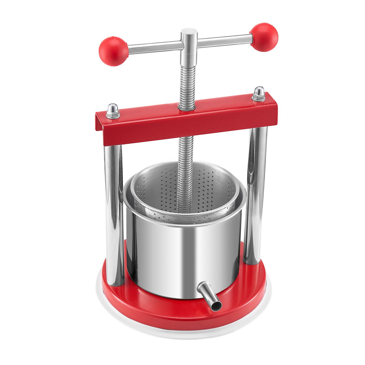 0.44 Gal/1.65L Fruit Wine Press, 2 Stainless Steel Barrels, Manual Juice Maker, Cider Apple Grape Tincture Honey Olive Oil Making Press with T-Handle for Outdoor Kitchen Home