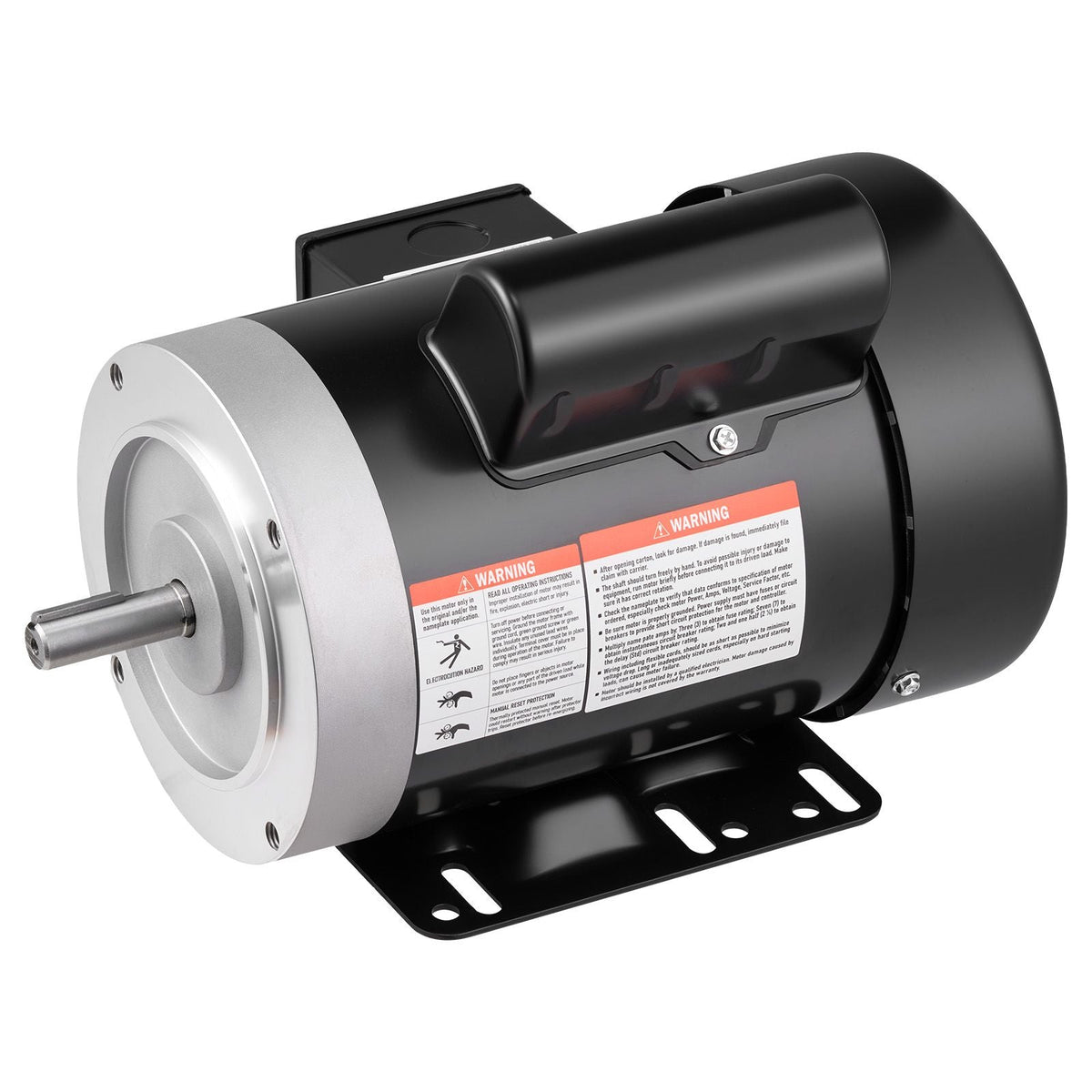 0.5 HP Electric Motor, 1725RPM Air Compressor Motor, CW/CCW Rotation, 5/8 inch Shaft Diameter, 1.88inch Shaft Length, 2.07N.m Torque, Single-Phase, TEFC Cooling, 115V/230V, 56 Frame