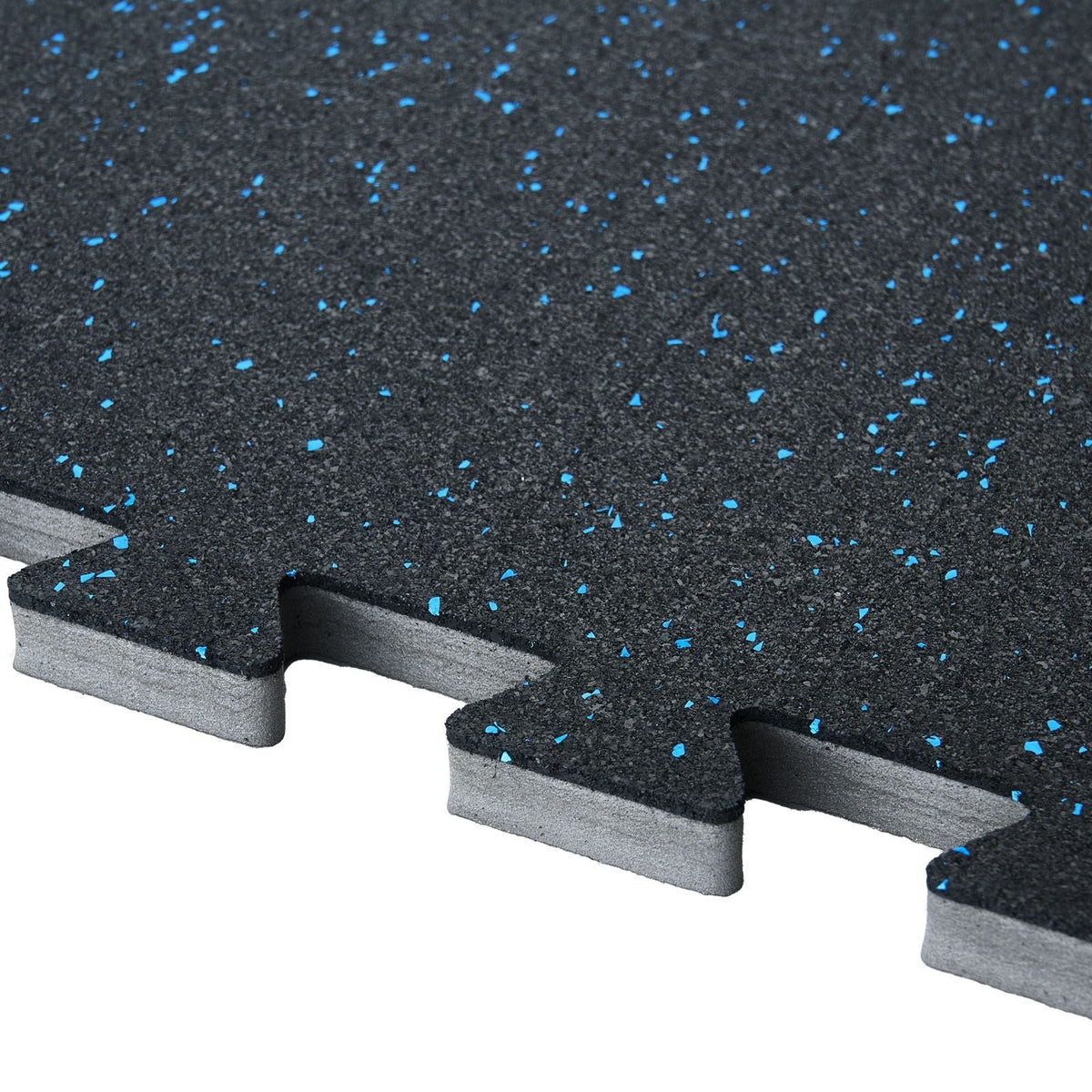0.56 Inch Thick Gym Floor Mats, 12 Tiles Rubber Top with EVA Foam, 25" x 25" Gym Flooring Workout Mats with 48 sq.ft Coverage, Interlocking Puzzle Gym Mats for Gym, Home, Garage, Black & Blue