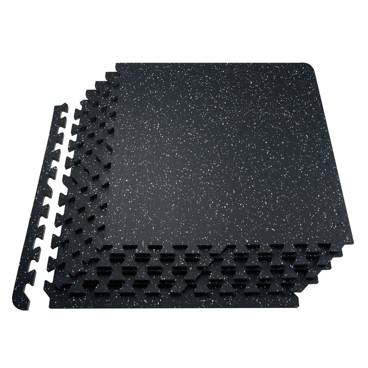 0.56 Inch Thick Gym Floor Mats, 12 Tiles Rubber Top with EVA Foam, 25" x 25" Gym Flooring Workout Mats with 48 sq.ft Coverage, Interlocking Puzzle Gym Mats for Gym, Home, Garage, Black & White