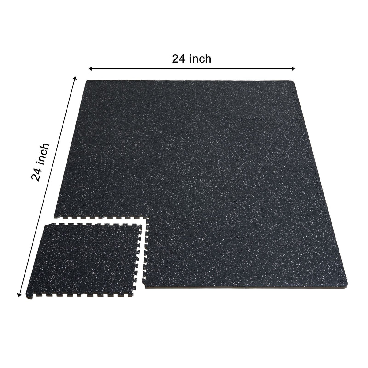 0.56 Inch Thick Gym Floor Mats, 12 Tiles Rubber Top with EVA Foam, 25" x 25" Gym Flooring Workout Mats with 48 sq.ft Coverage, Interlocking Puzzle Gym Mats for Gym, Home, Garage, Black & White
