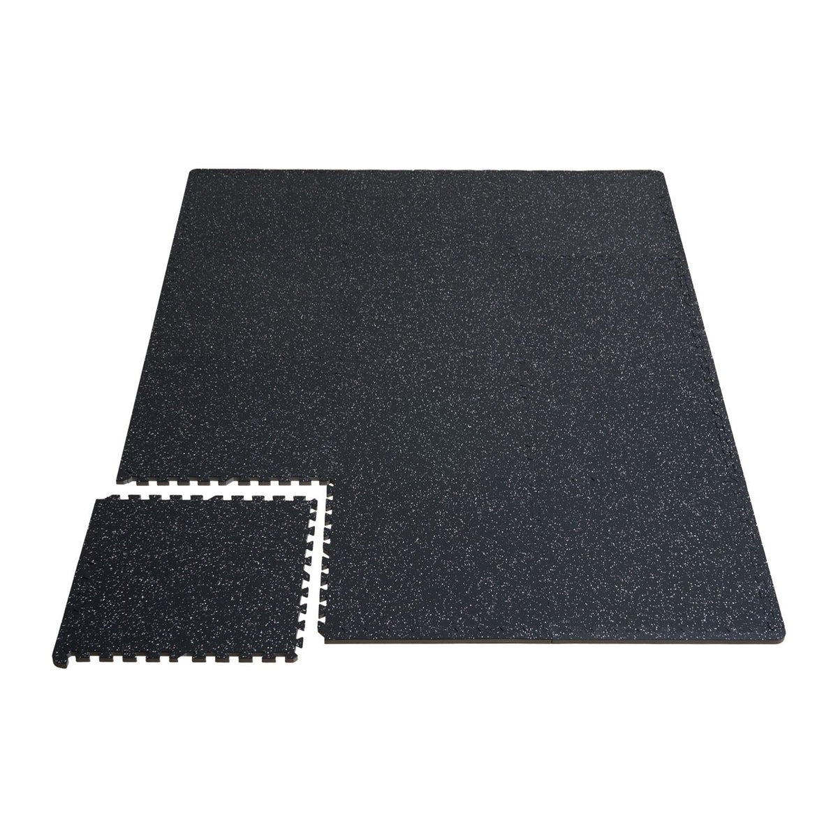 0.56 Inch Thick Gym Floor Mats, 12 Tiles Rubber Top with EVA Foam, 25" x 25" Gym Flooring Workout Mats with 48 sq.ft Coverage, Interlocking Puzzle Gym Mats for Gym, Home, Garage, Black & White
