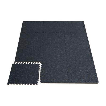 0.56 Inch Thick Gym Floor Mats, 6 Tiles Rubber Top with EVA Foam, 25" x 25" Gym Flooring Workout Mats with 25 sq.ft Coverage, Interlocking Puzzle Gym Mats for Gym, Home, Garage, Black & Blue
