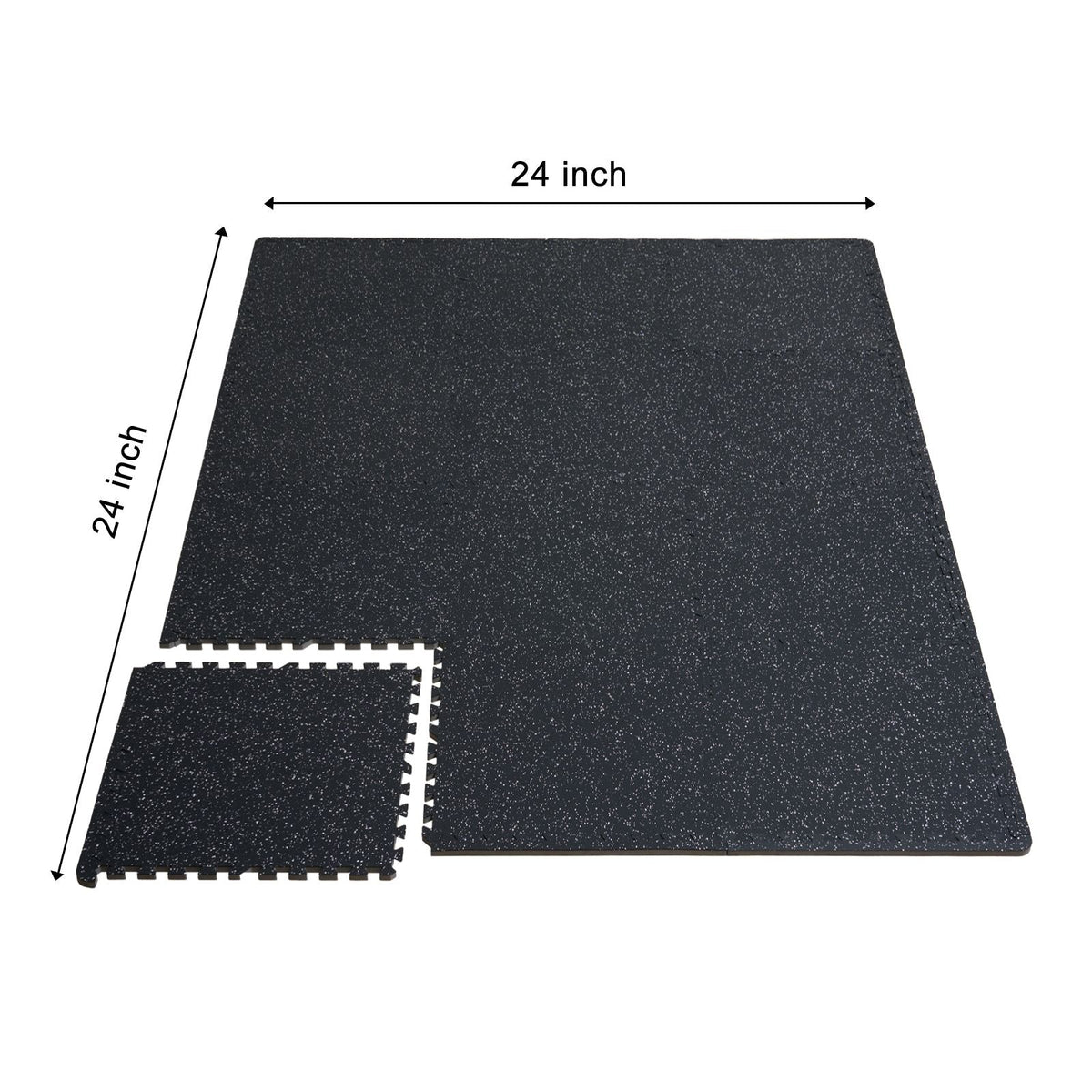 0.56 Inch Thick Gym Floor Mats, 6 Tiles Rubber Top with EVA Foam, 25" x 25" Gym Flooring Workout Mats with 25 sq.ft Coverage, Interlocking Puzzle Gym Mats for Gym, Home, Garage, Black & White