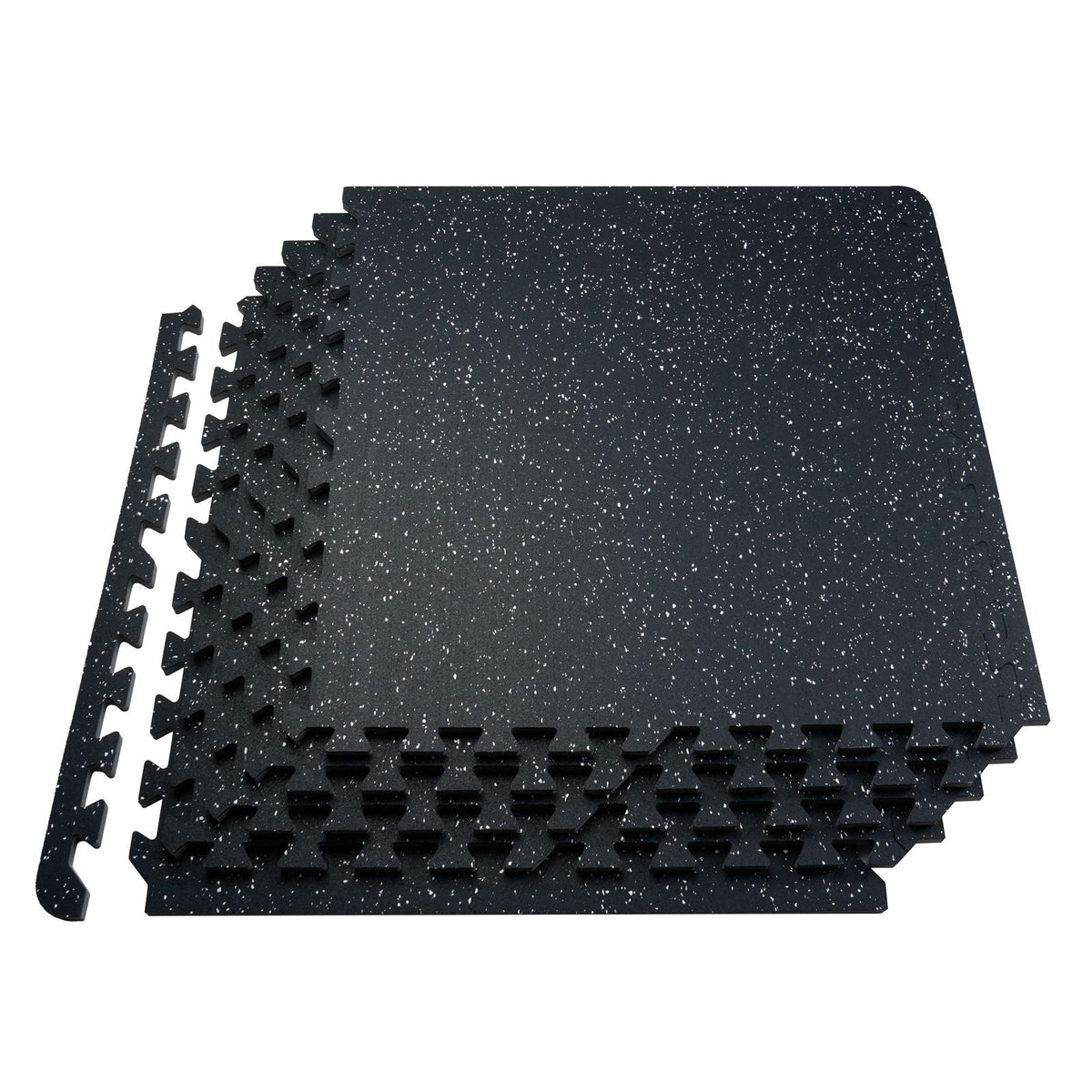 0.56 Inch Thick Gym Floor Mats, 6 Tiles Rubber Top with EVA Foam, 25" x 25" Gym Flooring Workout Mats with 25 sq.ft Coverage, Interlocking Puzzle Gym Mats for Gym, Home, Garage, Black & White