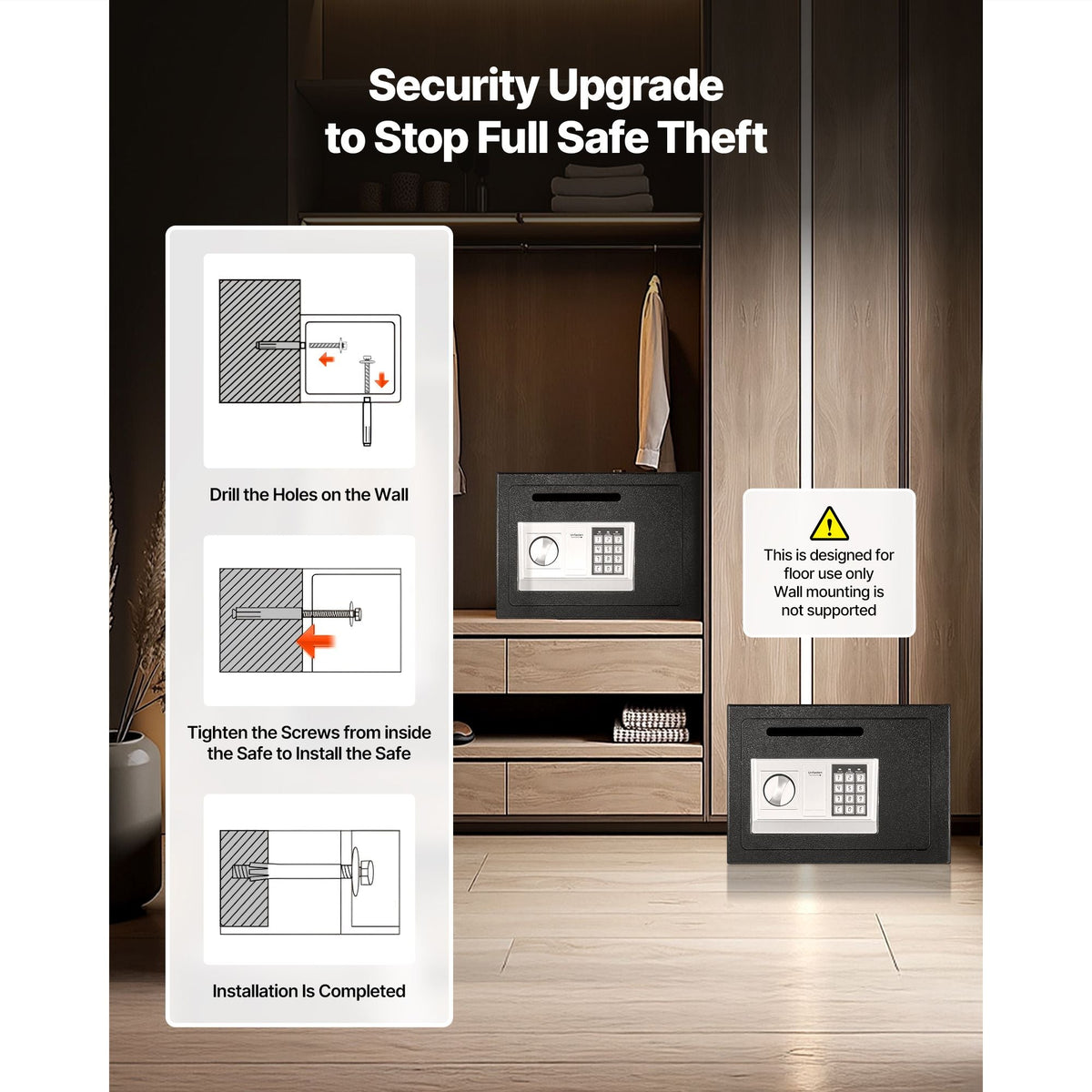 0.6 Cubic Feet Drop Safe, Drop Slot Safe Box with Password and Turn Knob, Heavy Duty Compact Cash Depository Box with a Front Lock Slot for Cash, Bank Slips, Jewelry, Documents, Bills, Black