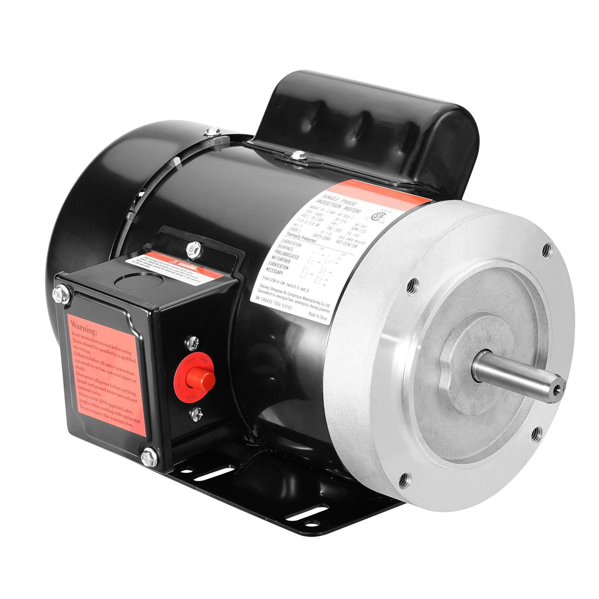 0.75HP Electric Motor 1725 rpm, AC 115V/230V, 56C Frame, Air Compressor Motor Single Phase, 5/8" Keyed Shaft, CW/CCW Rotation for Agricultural Machinery and General Equipment