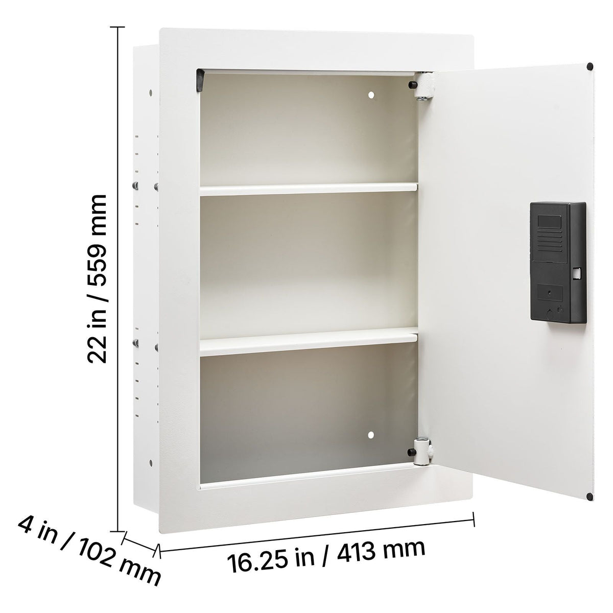 0.83 sq.ft Wall Safe, 3-Tier Hidden Wall Safe with Password, Key & Turning Knob, Q235 Cold-Rolled Steel In-Wall Box with Adjustable Shelves & Mounting Holes for Money, Jewelry, Passport, White