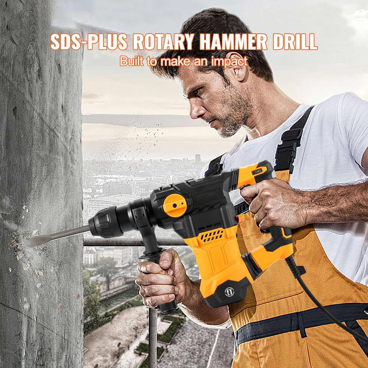 1-1/4 Inch SDS-Plus Rotary Hammer Drill, 13 Amp Corded Drills, Heavy Duty Chipping Hammers with Vibration Control & Safety Clutch, Electric Demolition Hammers Variable Speed, Power Tool For Conc