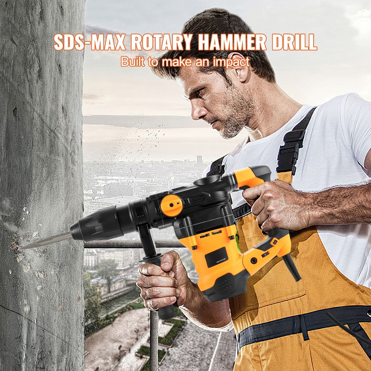 1-9/16 Inch SDS-Max Rotary Hammer Drill, 13Amp Corded Drills, Heavy Duty Chipping Hammers with Vibration Control & Safety Clutch, Electric Demolition Hammers Variable Speed, Power Tool For Concr