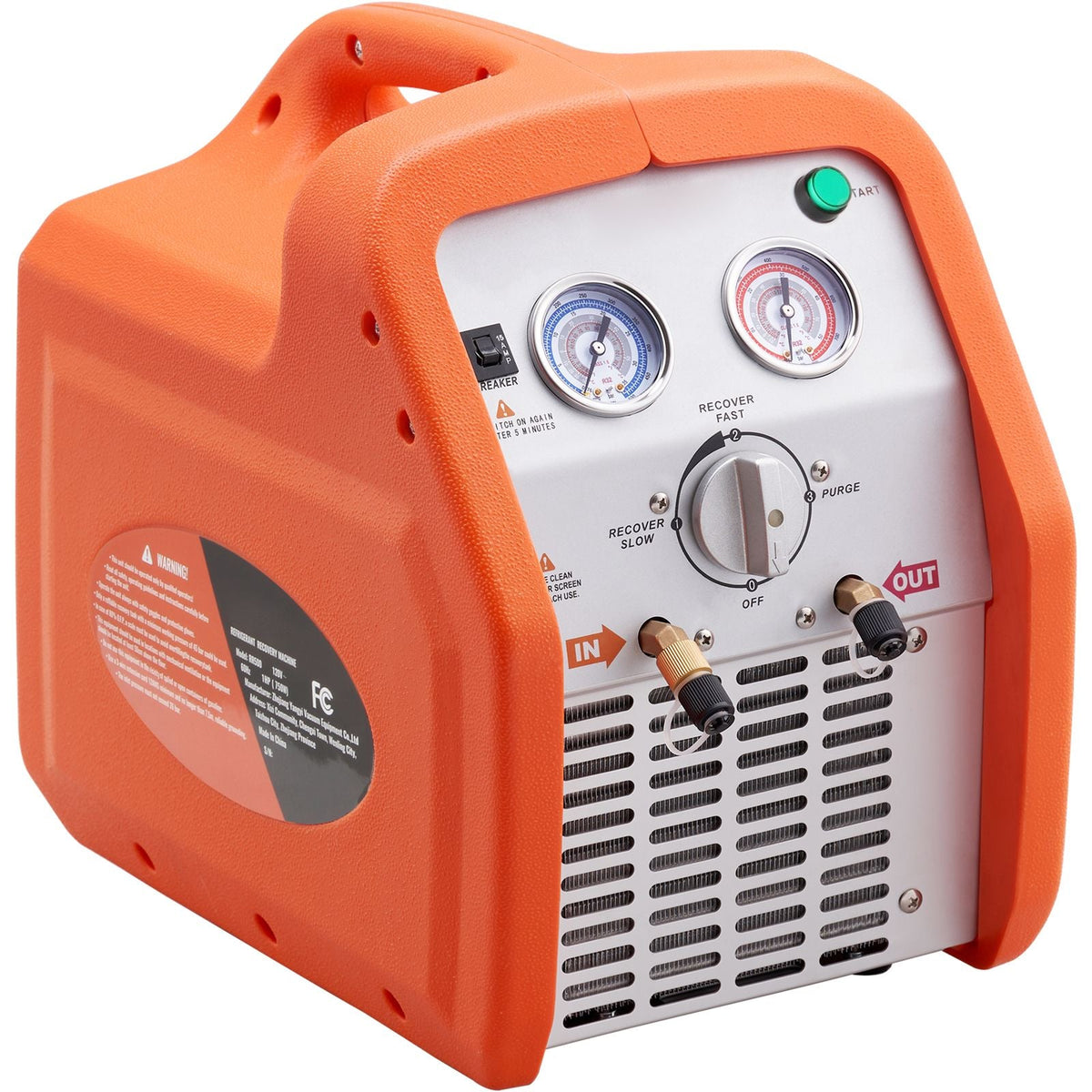 1 HP Refrigerant Recovery Machine - Dual Cylinder Portable AC Recovery Machine with High Pressure Protection 120V 60Hz Recovery Machine HVAC for Vapor Liquid Refrigerant, Car Air Conditioning