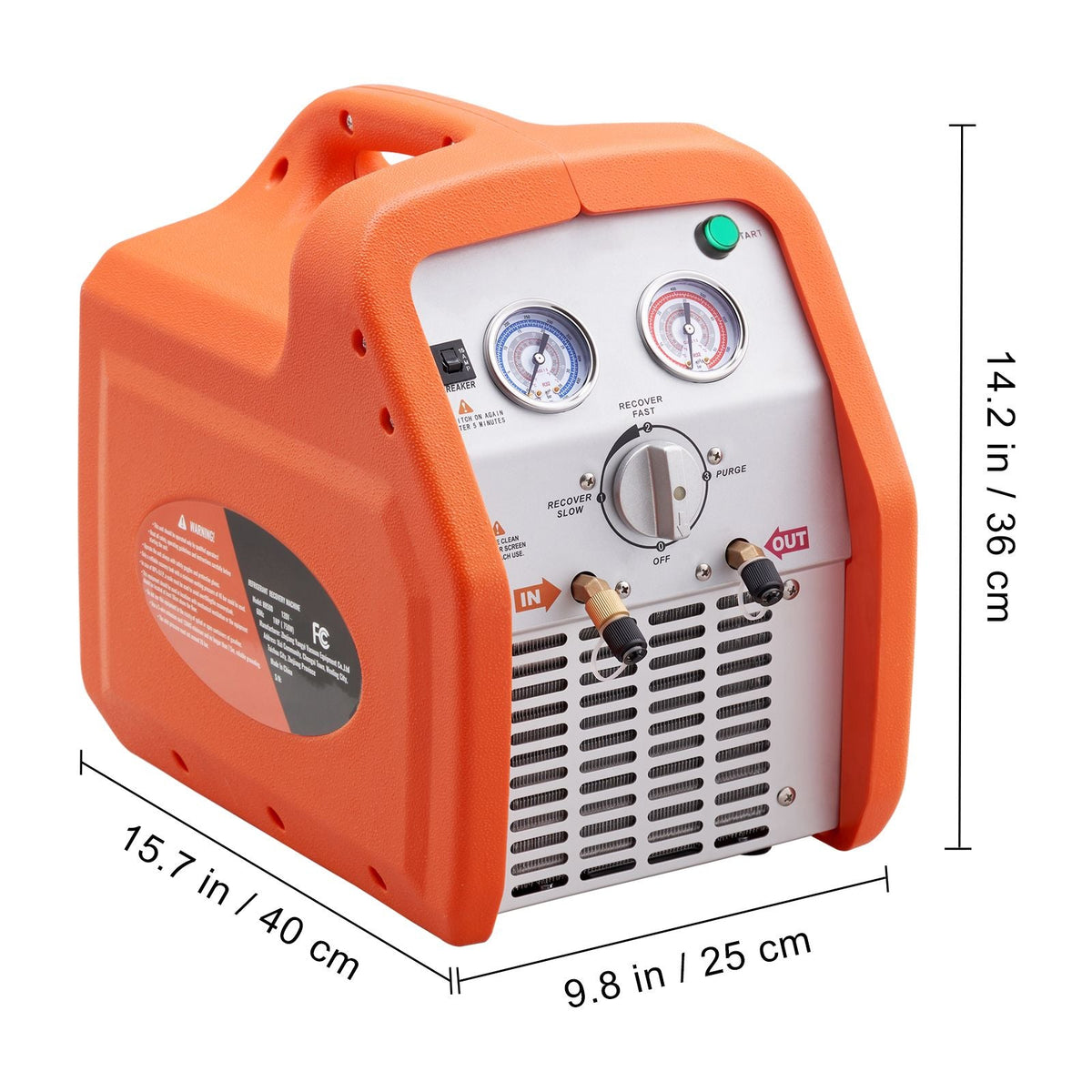 1 HP Refrigerant Recovery Machine - Dual Cylinder Portable AC Recovery Machine with High Pressure Protection 120V 60Hz Recovery Machine HVAC for Vapor Liquid Refrigerant, Car Air Conditioning
