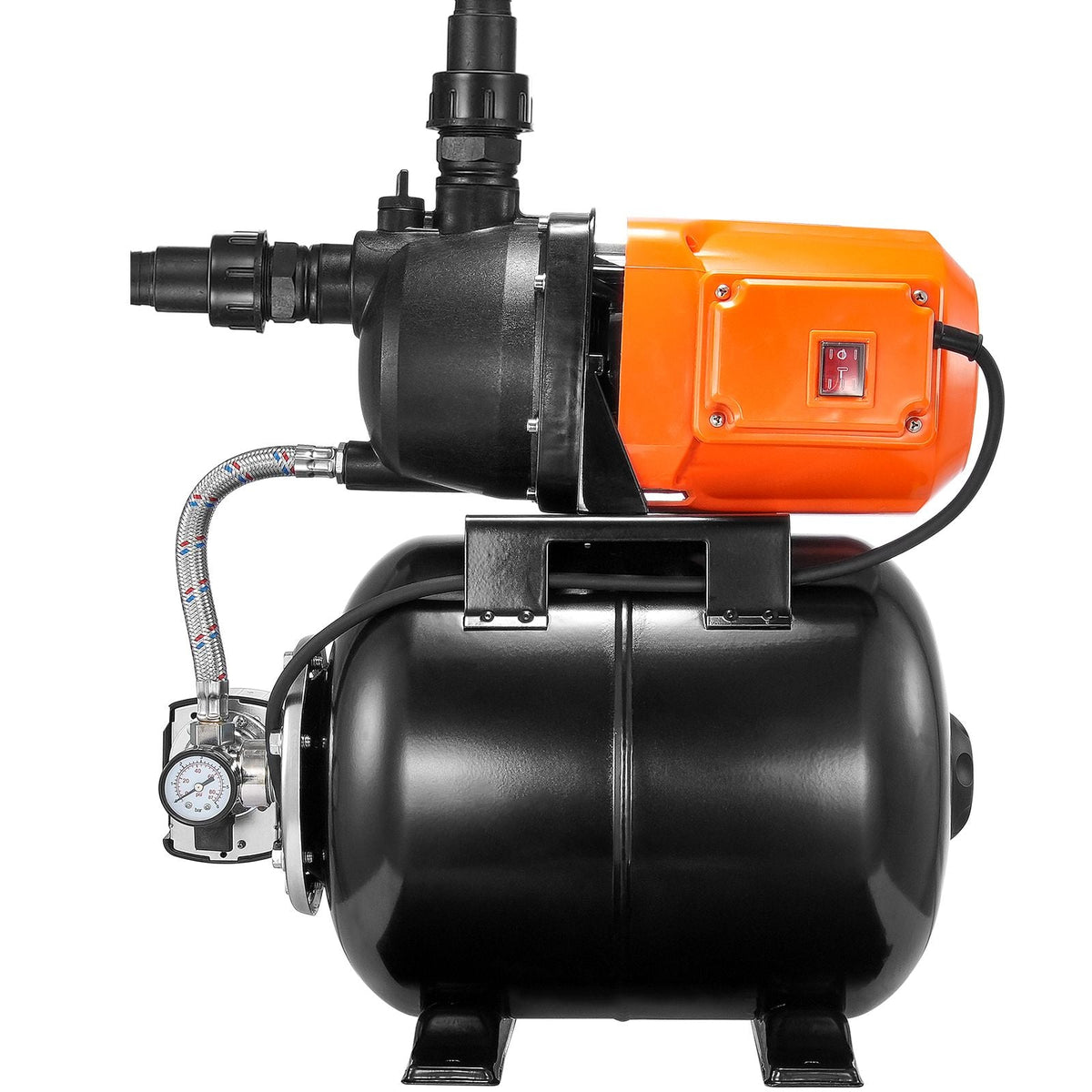 1 HP Shallow Well Pump with Pressure Tank, 1000 GPH/3700 L/H, Automatic Irrigation Water Booster Pump with 164 ft Lift 20/40 PSI Pressure Switch, Thermoplastic Pump Head for Home Garden Lawn