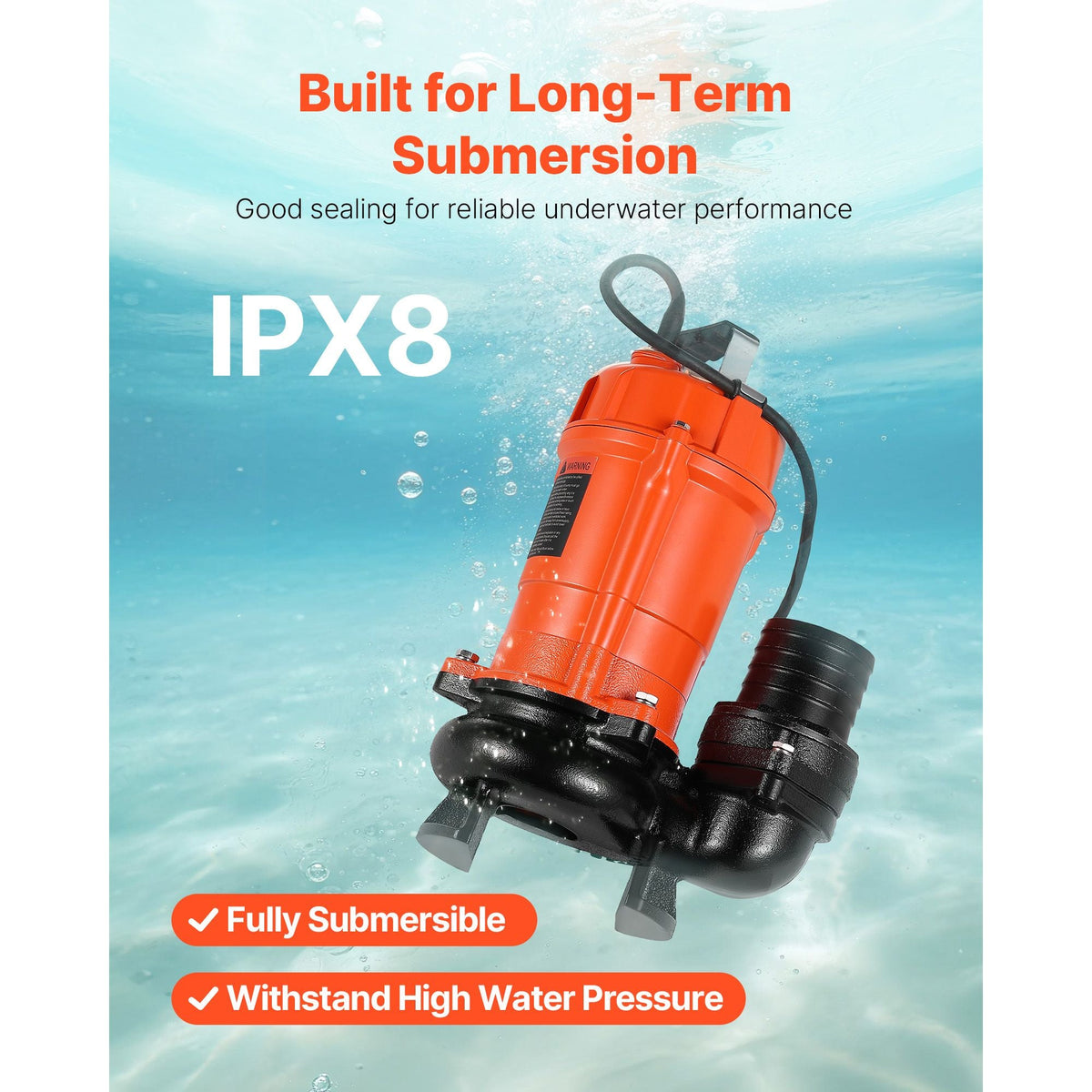 1 HP Submersible Trash Pump, 5000 GPH, 120V Cast Iron Submersible Sump Sewage Pump with 3 in Discharge, 40 ft Max Lift, Drain Dirty Clean Water, for Pools, Garden, Pond, Basement, Flooded Areas