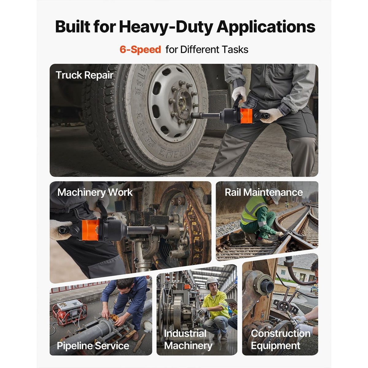 1 Inch Air Impact Wrench, Up to 1800 ft-lbs Nut-Busting Torque, 18.7 lbs Lightweight Pneumatic Impact Gun with 6" Extended Anvil for Heavy Duty Repairs and Maintenance