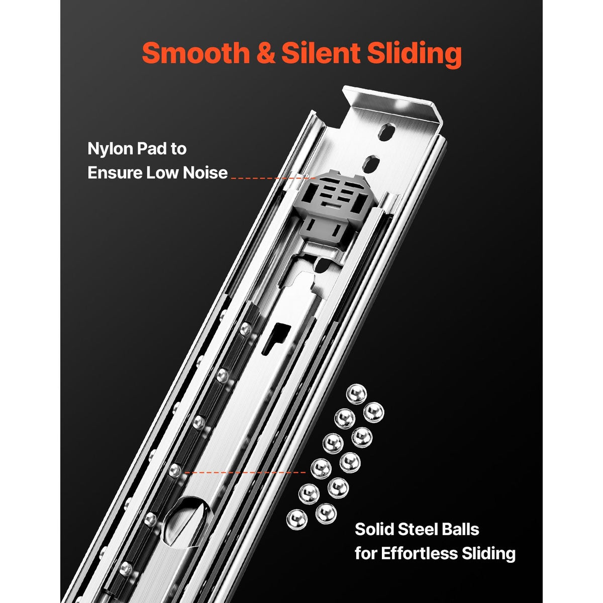 1 Pair Full Extension Drawer Slides 18 20 22 28 30 32 36 38 40 44 48 52 56 60 in, 500 lbs Load Capacity Locking Drawer Slides, Ball Bearing with Lock Side Mount Drawer Slide Rail