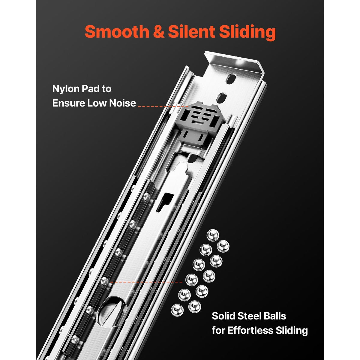 1 Pair Full Extension Drawer Slides 18 20 22 28 30 32 36 38 40 44 48 52 56 60 in, 500 lbs Load Capacity Locking Drawer Slides, Ball Bearing with Lock Side Mount Drawer Slide Rail