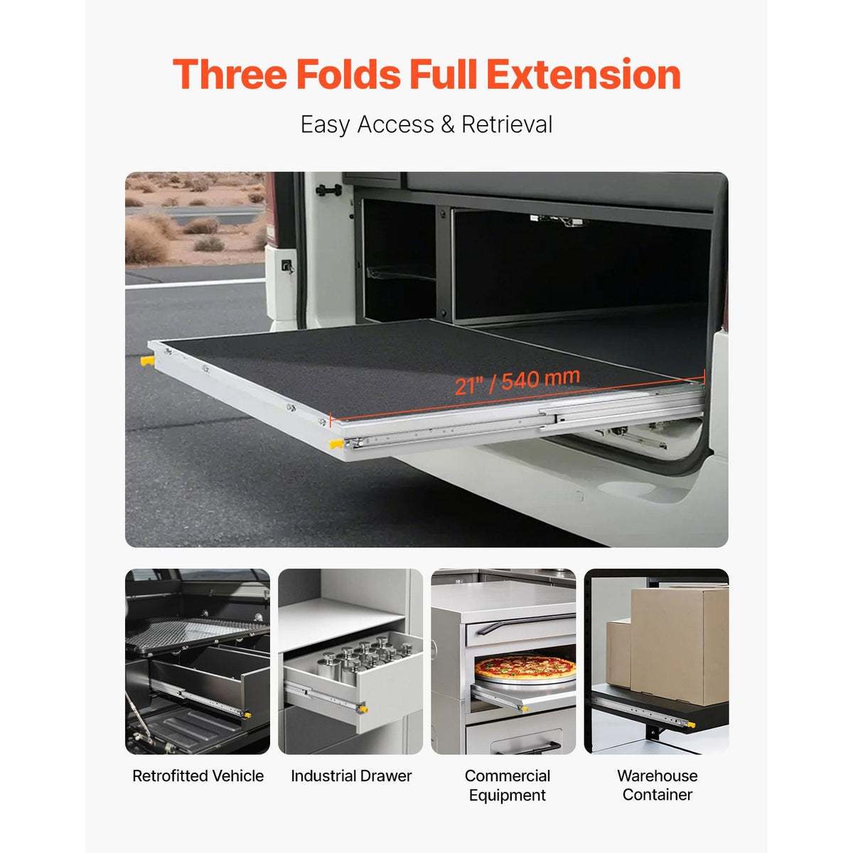 1 Pair Full Extension Drawer Slides 18 20 22 28 30 32 36 38 40 44 48 52 56 60 in, 500 lbs Load Capacity Locking Drawer Slides, Ball Bearing with Lock Side Mount Drawer Slide Rail