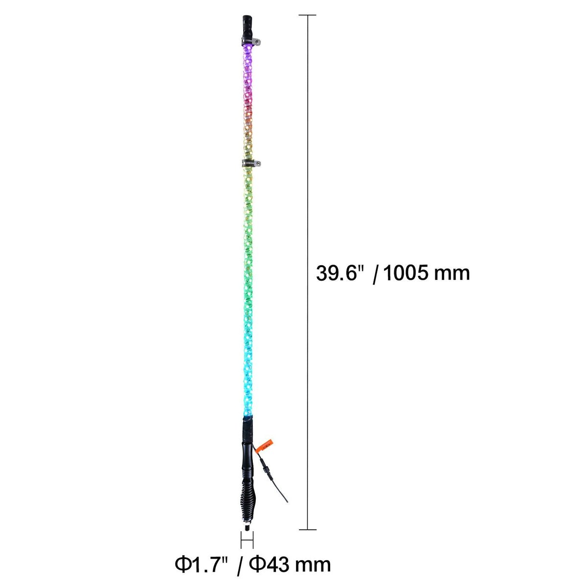 1 PC 3 FT Whip Light with Spring Base, Led Whip Light with APP & Remote Control, Waterproof 360° Spiral RGB Chasing Lighted Whip with 2 Flags, for UTVs, ATVs, Motorcycles, RZR, Can-am, Go-karts