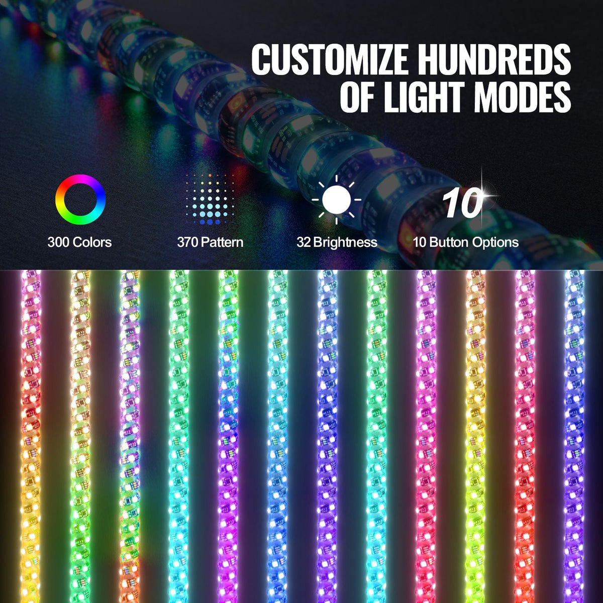1 PC 3 FT Whip Light with Spring Base, Led Whip Light with APP & Remote Control, Waterproof 360° Spiral RGB Chasing Lighted Whip with 2 Flags, for UTVs, ATVs, Motorcycles, RZR, Can-am, Go-karts