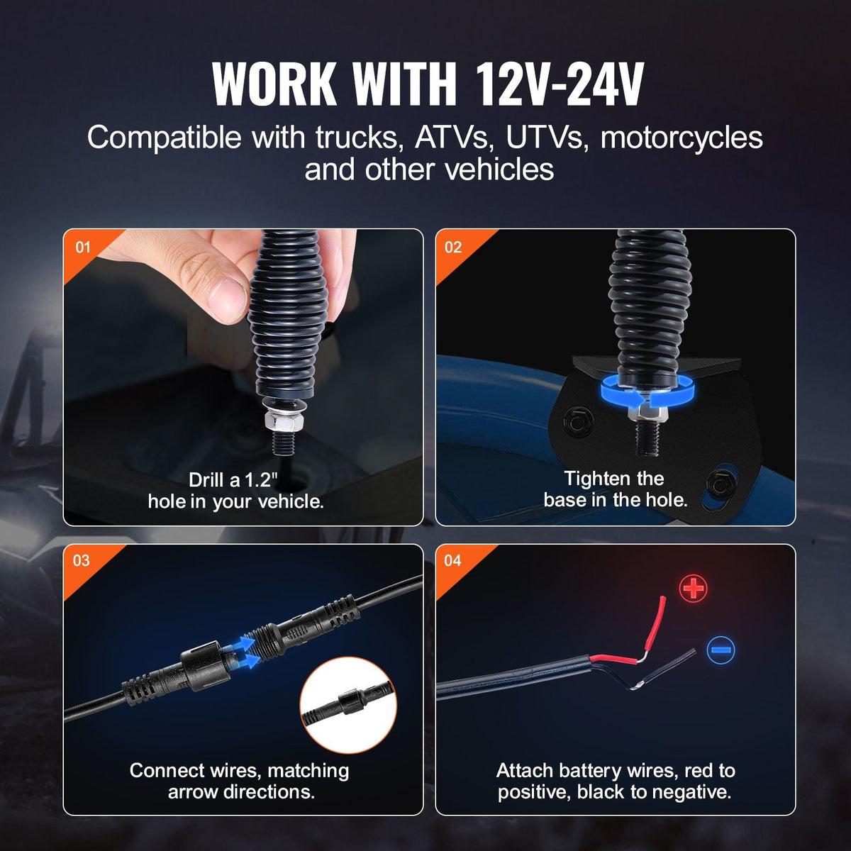 1 PC 3 FT Whip Light with Spring Base, Led Whip Light with APP & Remote Control, Waterproof 360° Spiral RGB Chasing Lighted Whip with 2 Flags, for UTVs, ATVs, Motorcycles, RZR, Can-am, Go-karts
