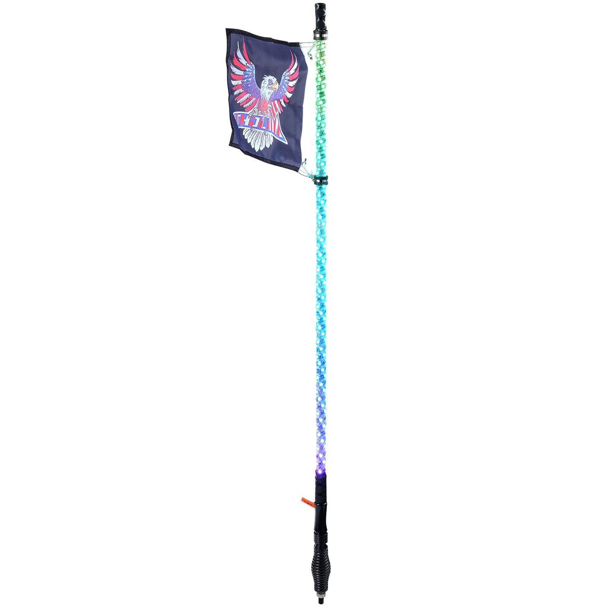 1 PC 3 FT Whip Light with Spring Base, Led Whip Light with APP & Remote Control, Waterproof 360° Spiral RGB Chasing Lighted Whip with 2 Flags, for UTVs, ATVs, Motorcycles, RZR, Can-am, Go-karts